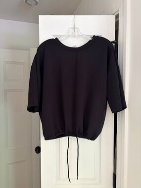 Zella Black Short Sleeve Drawstring Hem Top